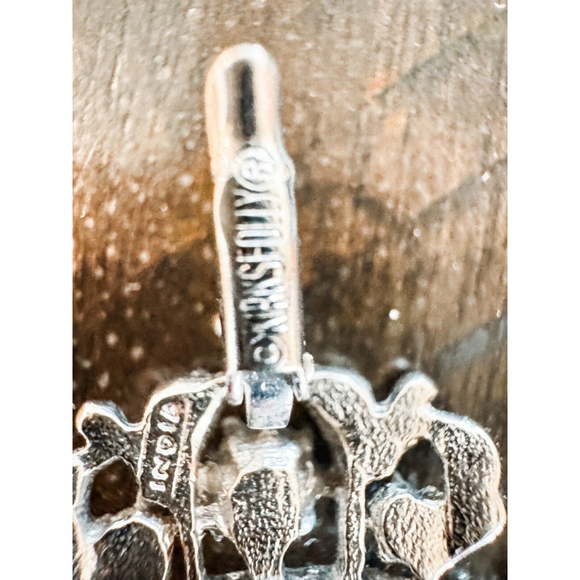 Signed Kirks Folly Rhodium Plated Clear Crystal Victorian Revival Drop Earrings - Picture 4 of 6